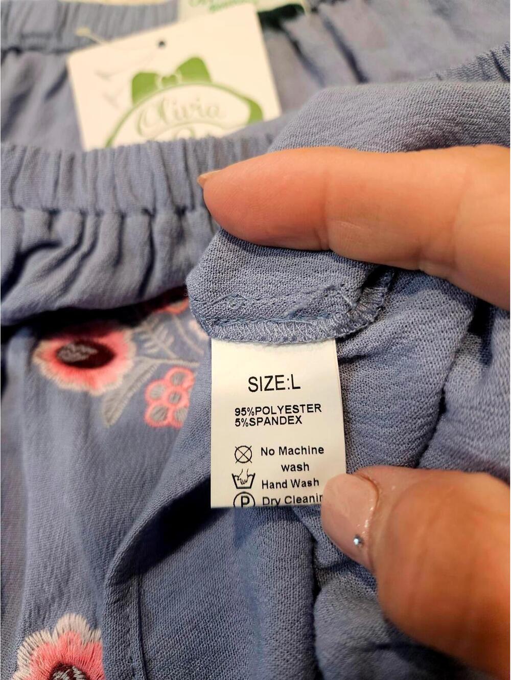 Olivia J's Light Blue Scoopneck Women's Blouse with Floral Embroidery L - Picture 5 of 7